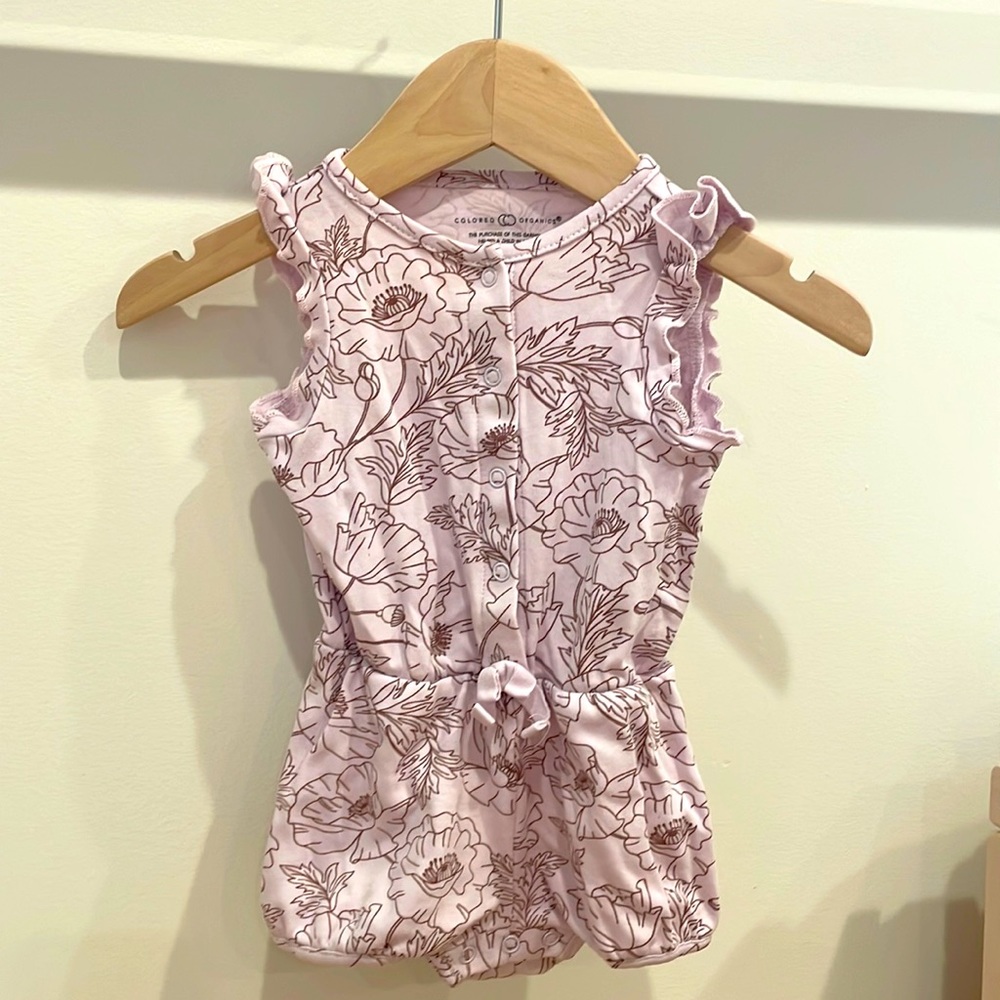 Colored Organics Amelia Tank Romper - Poppy Floral/Lavender